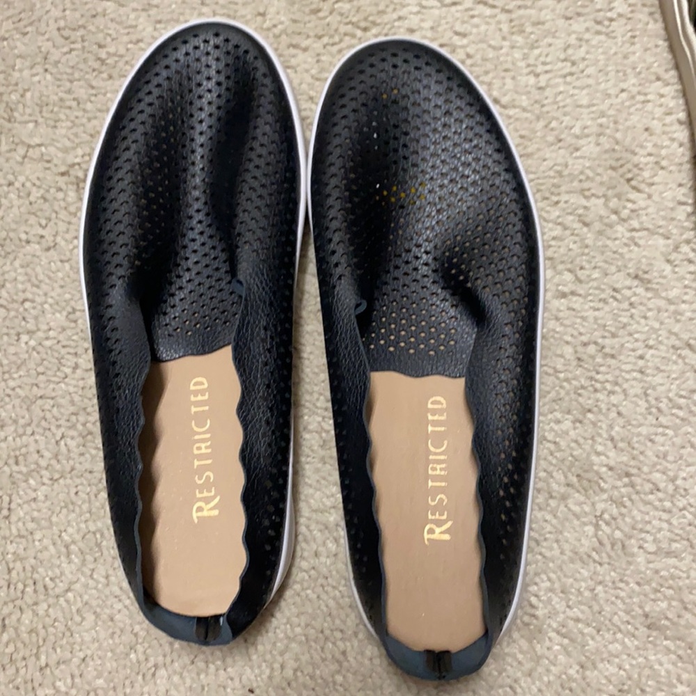 Black slide on shoes